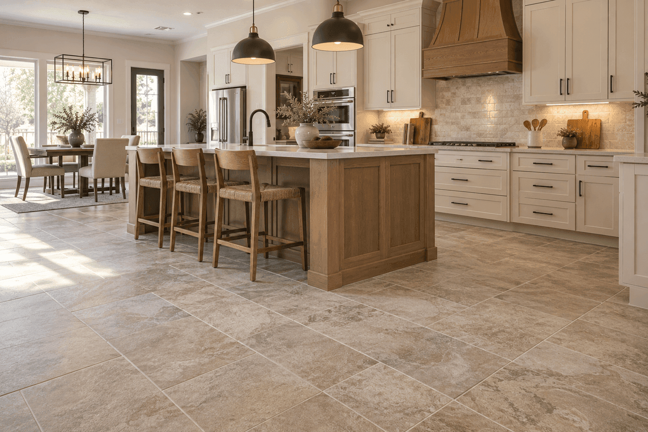 Tile flooring samples on display at Somervell Floors showroom in Granbury, TX
